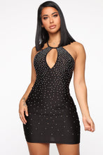 将图片加载到图库查看器，Blow You Away Rhinestone Mini Dress - Black
