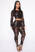 将图片加载到图库查看器，Taking The Night Sequin Set - Black/Rose
